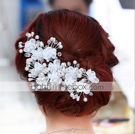 Pärla / Kristall / Tyg Crown Tiaras / pannband / Blommor med 1 Bröllop / Speciellt Tillfälle / Fest / afton Hårbonad / Hårpinne 2025 - $5.49 –P9