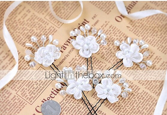 Pärla / Kristall / Tyg Crown Tiaras / pannband / Blommor med 1 Bröllop / Speciellt Tillfälle / Fest / afton Hårbonad / Hårpinne 2025 - $5.49 –P6