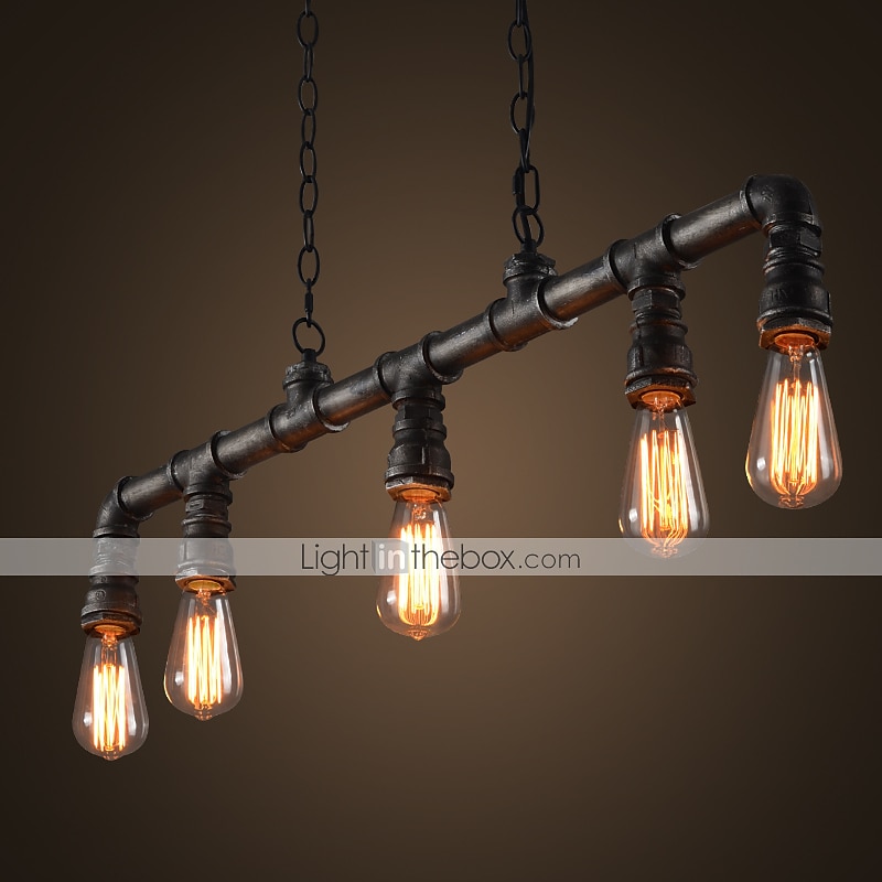 5-light 90 سنتيمتر الصناعية قلادة ضوء خمر أنابيب الحديد المطاوع باللون الأسود الانتهاء Steampunk الثريا بار بيسترو مطعم الإضاءة 2025 - $168.99 –P3