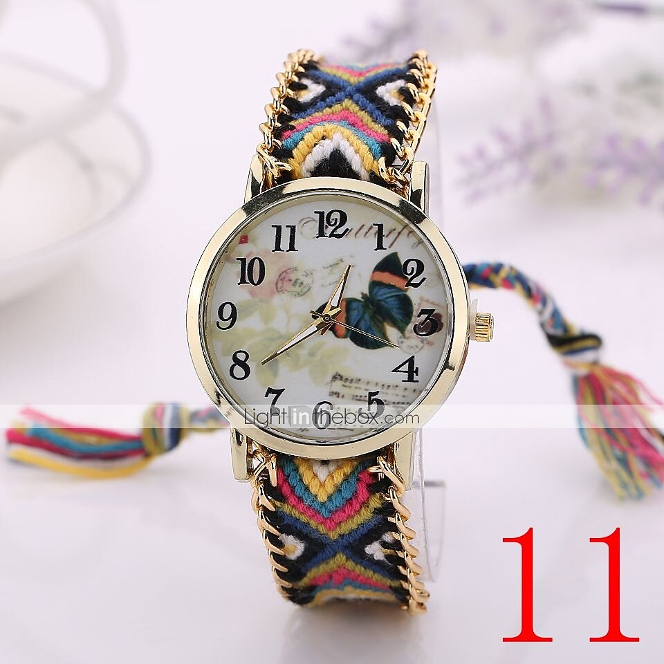 Reloj De Pulsera De Cuarzo Para Mujer Hecho A Mano Trenzada