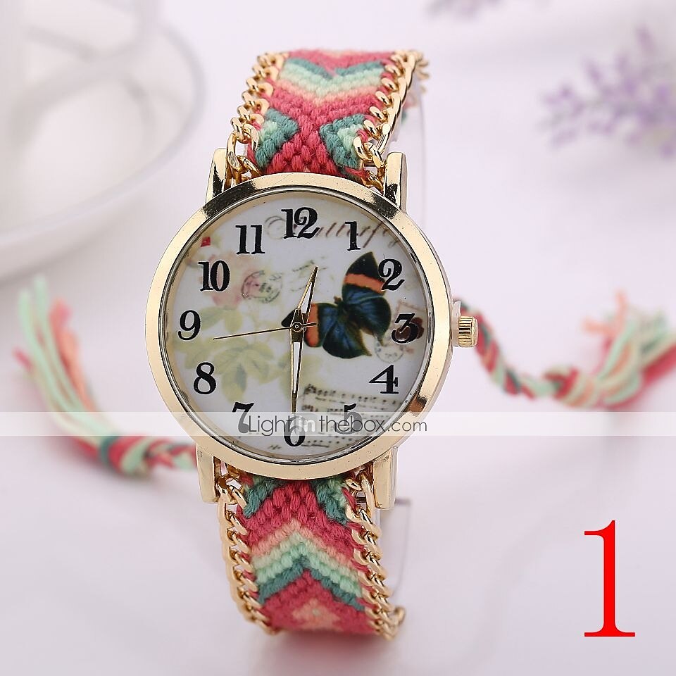 Reloj De Pulsera De Cuarzo Para Mujer Hecho A Mano Trenzada