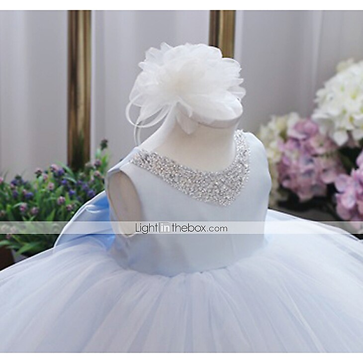 Robe de Soirée Mi-long Robes de demoiselle d'honneur Mariage Satin Sans Manches Bijoux avec Noeud(s) / Première communion de 2026 ? $62.99 –P3