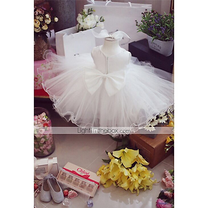 Robe de Soirée Mi-long Robes de demoiselle d'honneur Mariage Satin Sans Manches Bijoux avec Noeud(s) / Première communion de 2026 ? $62.99 –P4