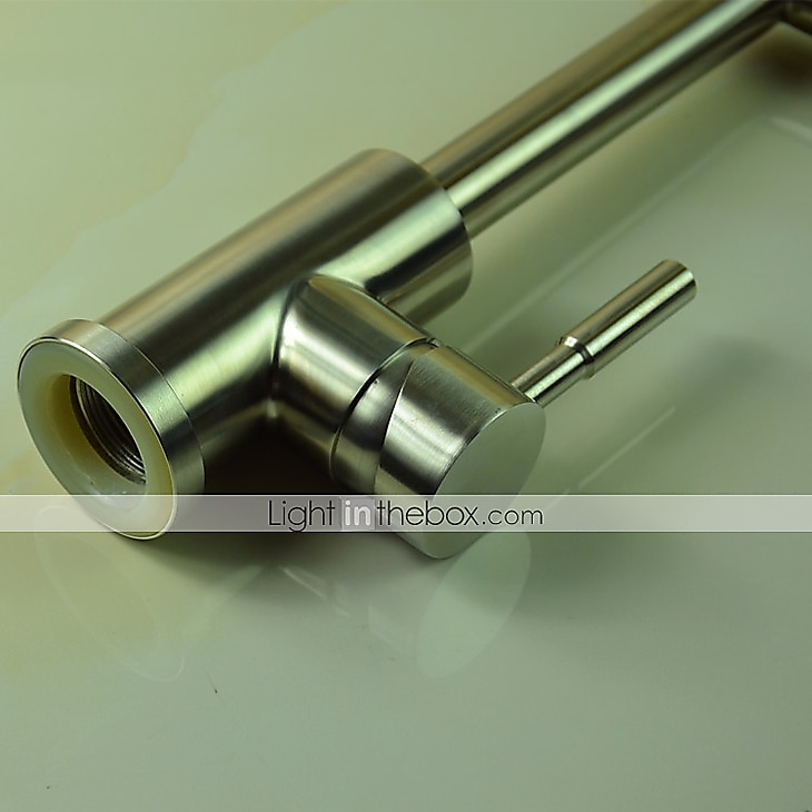 Torneira de cozinha, aço inoxidável de estilo moderno, manípulo único, um orifício, níquel escovado, enchimento de pote, deck, torneiras de cozinha retrô com água quente e fria de 2025 por $129.99 –P6