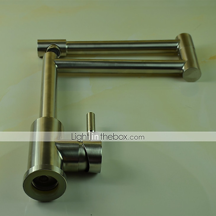 Torneira de cozinha, aço inoxidável de estilo moderno, manípulo único, um orifício, níquel escovado, enchimento de pote, deck, torneiras de cozinha retrô com água quente e fria de 2025 por $129.99 –P5