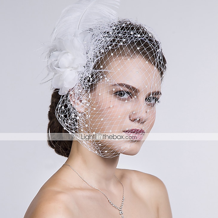 Fascinators Kentucky Derby Hat Feather / Fabric / Net Headwear / Birdcage Veils with Floral 1PC Wedding / Casual Headpiece 2025 - $12.49 –P1