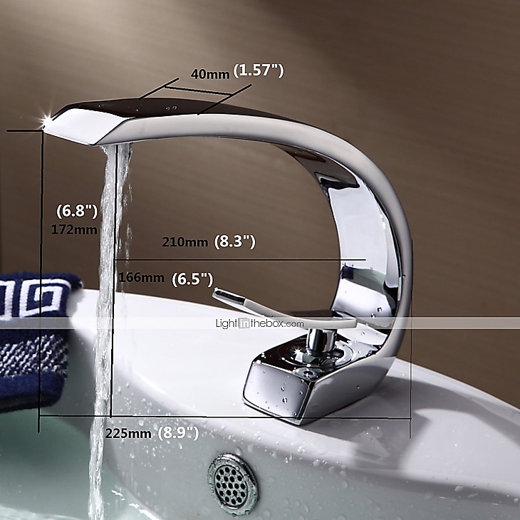 Brass Bathroom Sink Mixer Faucet, Silvery Single Handle One Hole Basin Taps Chrome Finish Bathroom Faucet with Hot and Cold Water 2025 - Kč2159 –P1