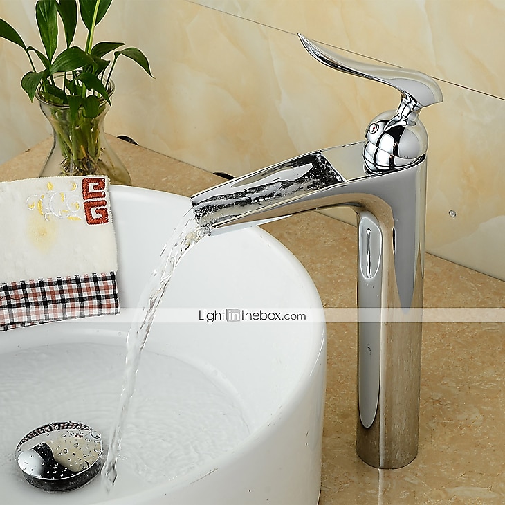 Bathroom Sink Faucet - Waterfall Chrome Centerset Single Handle One HoleBath Taps 2025 - $129.99 –P2