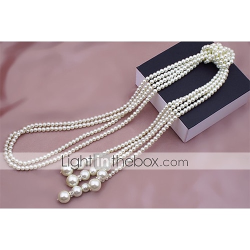 Y Halskjede Perle Perle Imitert Perle Dame damer Asiatisk Mote Multi Layer Lariat Knute Halskjeder Til Fest Avslappet Daglig / lagdelte Hals / Lang Halskjede / Perlehalskjede 2025 - $6.99 –P3
