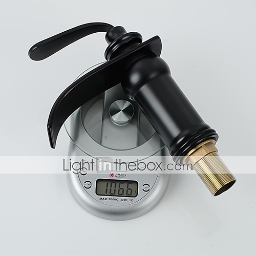 Bathroom Sink Faucet - Waterfall Oil-rubbed Bronze Widespread Single Handle One HoleBath Taps / Art Deco / Retro / Yes / Stainless Steel / Brass 2025 - $121.99 –P7