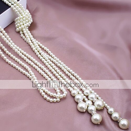 Y Halskjede Perle Perle Imitert Perle Dame damer Asiatisk Mote Multi Layer Lariat Knute Halskjeder Til Fest Avslappet Daglig / lagdelte Hals / Lang Halskjede / Perlehalskjede 2025 - $6.99 –P4