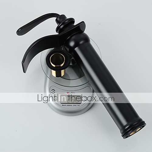 Waschbecken Wasserhahn - Wasserfall ölgeriebene Bronze Centerset Einhand-Einloch-Badarmaturen / Messing 2025 - $129.99 –P7