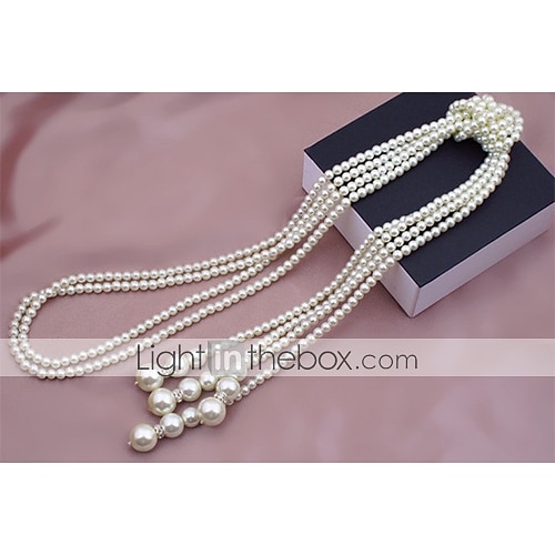 Y Halskjede Perle Perle Imitert Perle Dame damer Asiatisk Mote Multi Layer Lariat Knute Halskjeder Til Fest Avslappet Daglig / lagdelte Hals / Lang Halskjede / Perlehalskjede 2025 - $6.99 –P5