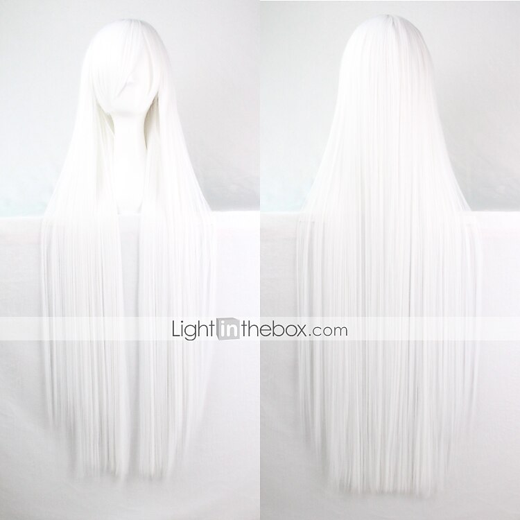 parrucche bianche per donne parrucca cosplay parrucca sintetica liscia con frangia parrucca molto lunga con riga laterale parrucche bianche di carnevale del 2025 a $20.99 –P1