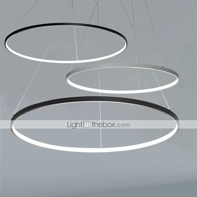 1-světelný 60cm 24“ led závěsný lehký kovový akrylový kruh design chrom moderní současný 110-120v 220-240v 2025 - $174.99 –P3