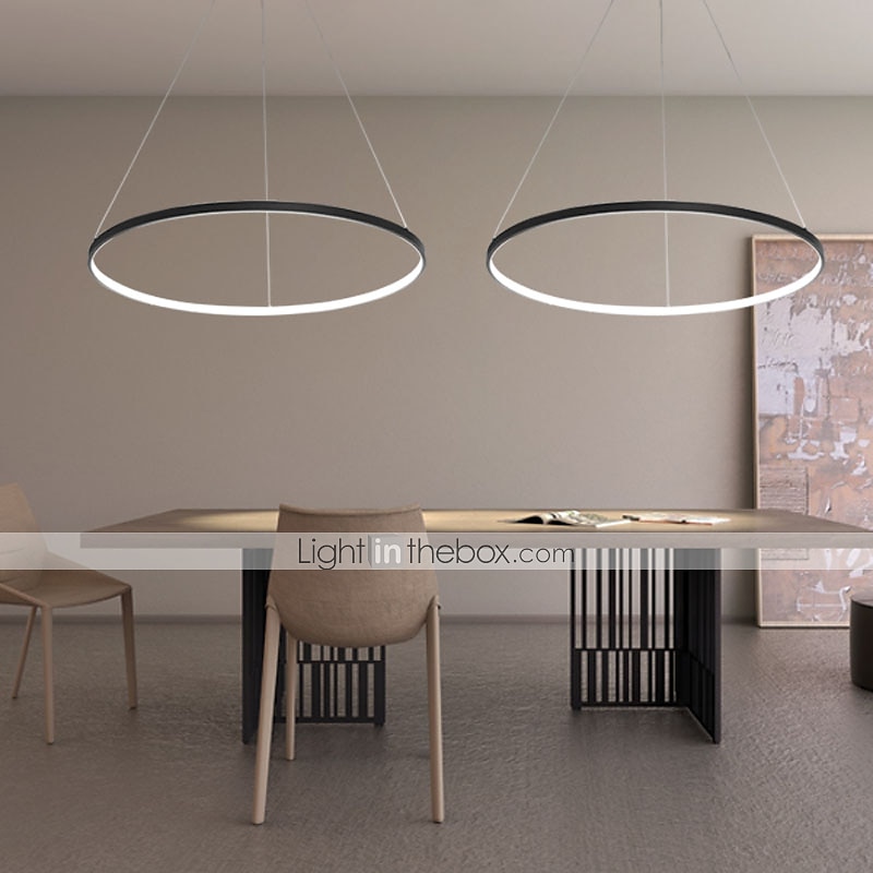 1-světelný 60cm 24“ led závěsný lehký kovový akrylový kruh design chrom moderní současný 110-120v 220-240v 2025 - $174.99 –P2