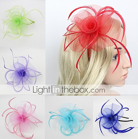 Damen Fascinator für Party Hochzeit Sonderanlass Federstoff Rot Pink Grün um zu beeindrucken Fascinator Renntag Kleid 2025 - $19.99 –P1