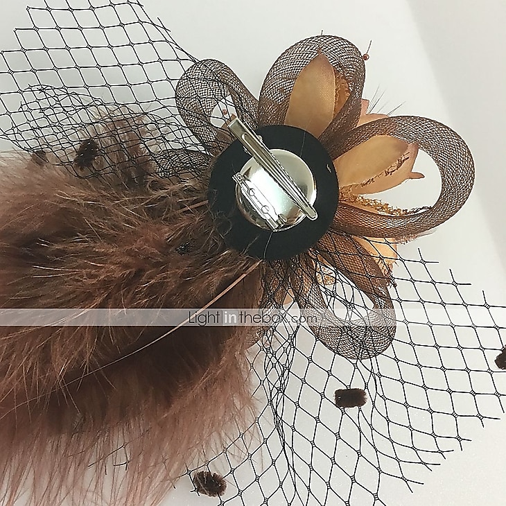 Feather / Net Fascinators / Headwear with Floral 1PC Fall Wedding / Special Occasion / Ladies Day Headpiece 2024 - $7.99 –P1