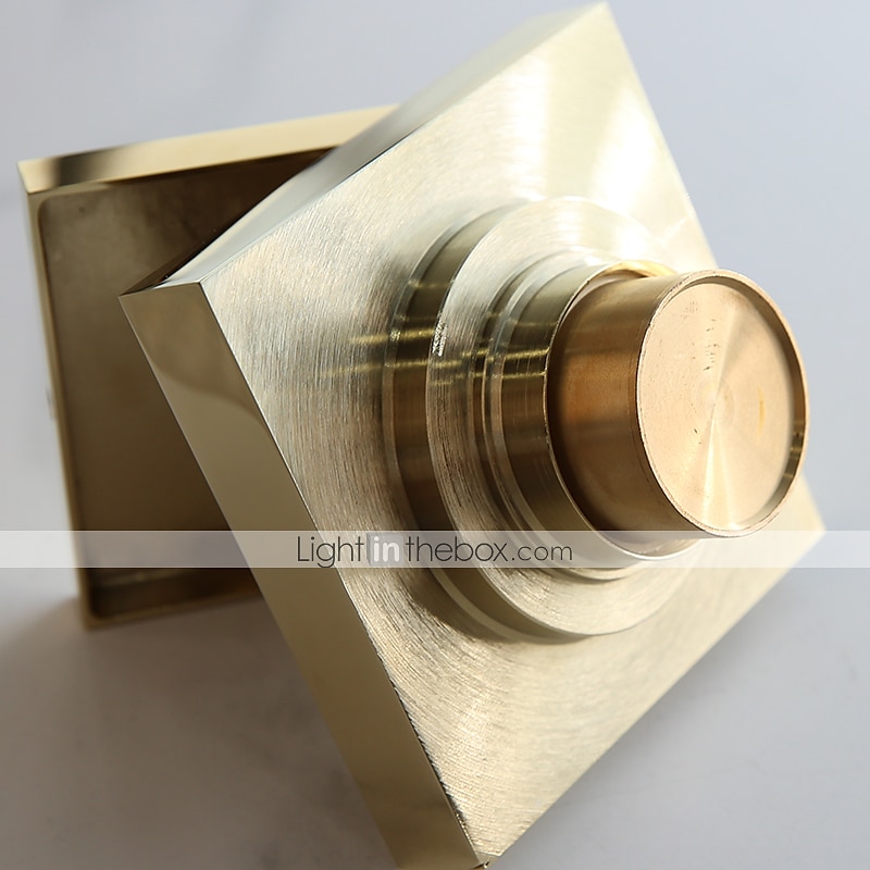 Brushed Gold 4-Inch Brass Shower Floor Drain with Removable Strainer Cover and Square Anti-Clogging FD0404BG