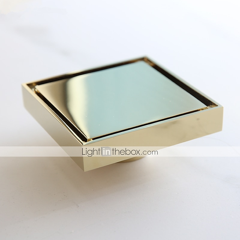4 inch Shower Floor Drain Square, Removable Brass Flange Reversible 2-in-1 Cover Tile Insert Grate, Hair Catcher Strainer Black Chrome Golden 2025 - $27.99 –P7