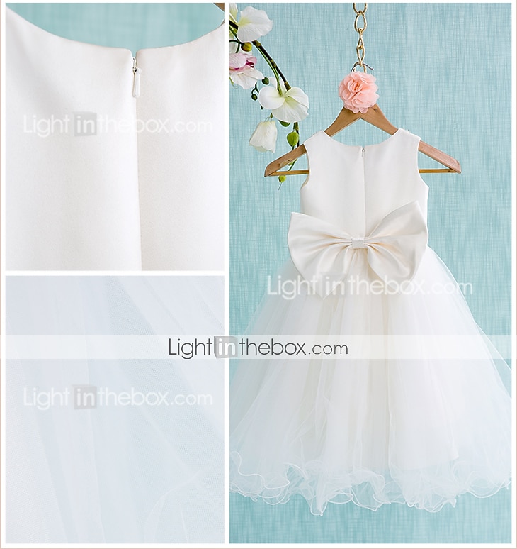 Robe de Soirée Mi-long Robes de demoiselle d'honneur Mariage Satin Sans Manches Bijoux avec Noeud(s) / Première communion de 2026 ? $62.99 –P6