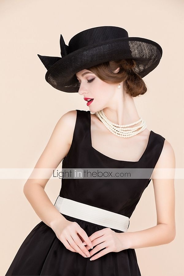 Fascinatorer Hattar Sinamay Bowler  Klok Hatt Bröllop Avslappnad Hästkapplöpning Damens Dag Melbourne Cup Vintage Elegant Med Slips Huvudbonad Huvudbeklädnad klä dig för att imponera Racedag Klänning 2026 - $104.99 –P7