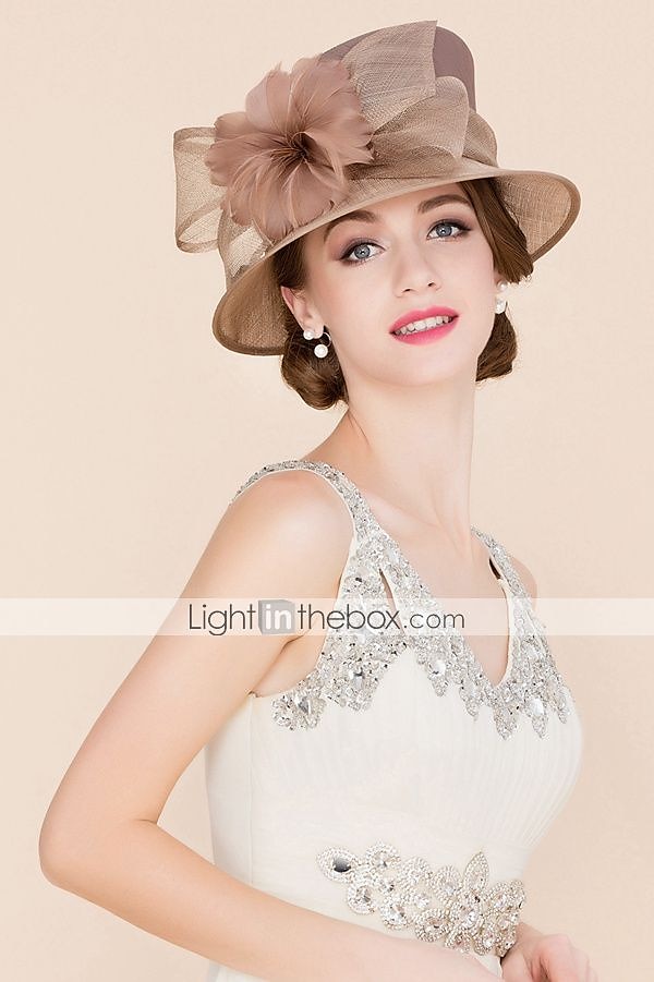 Vintage styl elegantní a luxusní organza klobouky s mašlí  peřím  kožešinou  květinou 1 ks Kentucky  dostihy  dámský den pokrývka hlavy abyste udělali dojem závodní den 2025 - $59.99 –P5