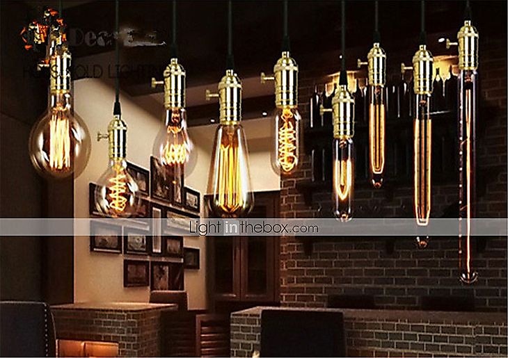 5pcs T9/T185 40W Vintage Edison Light Bulbs Antique Incandescent Bulb E26 E27 Tubular Bulb Nostalgic Tungsten Filament Golden Tinted Glass for Industrial Wall Sconces Pendant Lighting 220-240V 2025 - $27.99 –P4