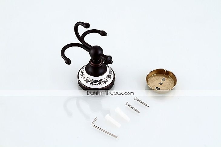 set de accesorii pentru baie alamă antică 3 buc includ suporturi pentru hârtie igienică cârlig pentru halat și inel turn bronz frecat cu ulei 2025 - $127.99 –P3