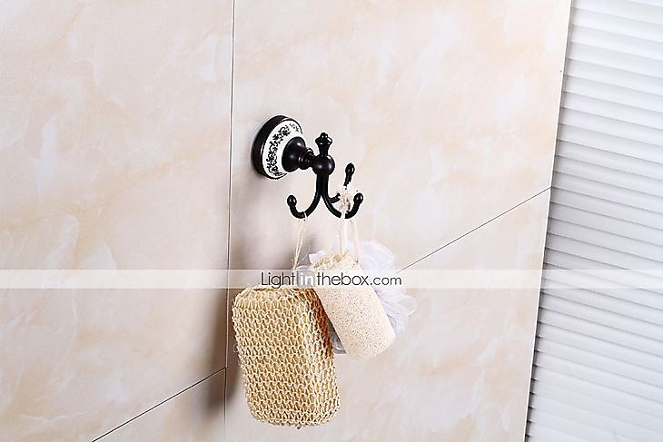 set de accesorii pentru baie alamă antică 3 buc includ suporturi pentru hârtie igienică cârlig pentru halat și inel turn bronz frecat cu ulei 2025 - $127.99 –P2