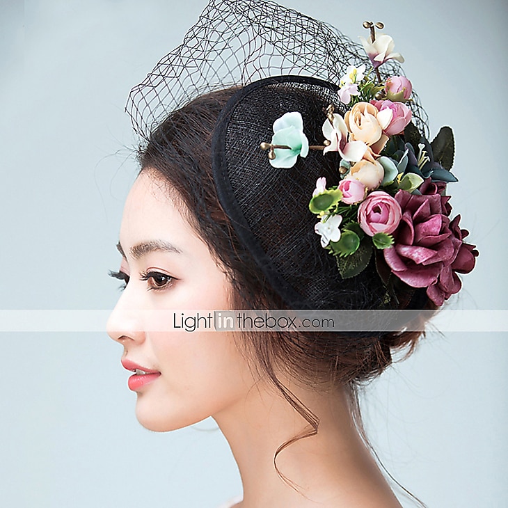 Fascinators Hats Fall WeddingHeadwear Flax Horse Race Ladies Day Royal Astcot Vintage Style Flower Elegant With Floral Headpiece Headwear dress to impress Race Day Dress 2025 - $24.99 –P2