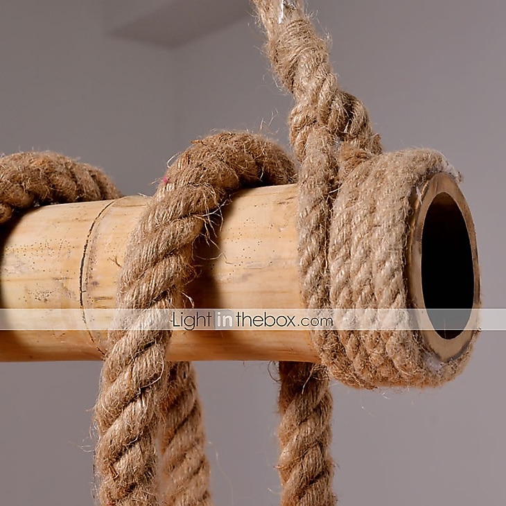 6 luces de 80 cm colgante de luz led diseño de grupo madera / bambú cadena de comedor campestre / cable ajustable 110-120v 220-240v 2026 - $160.99 –P8