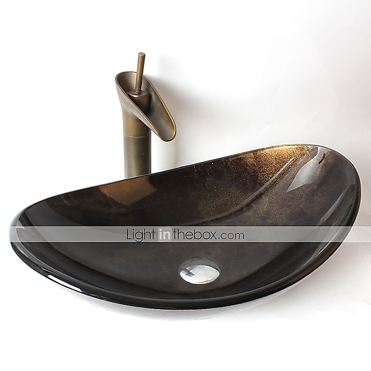 anillo de montaje lavabo rectangular de vidrio templado antiguo lavabo 2025 - $372.59 –P2
