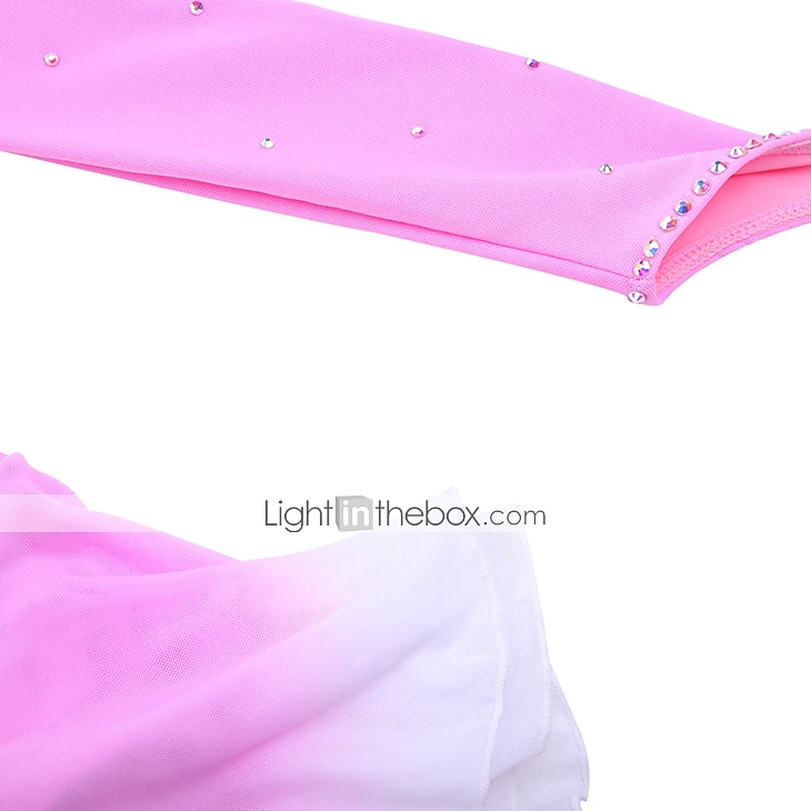 Kunstschaatsjurk Dames Voor meisjes Schaatsen Jurken Geel Roze Donker paars Lapwerk Netstof Spandex Hoge Elasticiteit Wedstrijd Kunstschaatskleding Kristal / Bergkristal Stom licht Modieus Lange mouw 2025 - $99.99 –P4