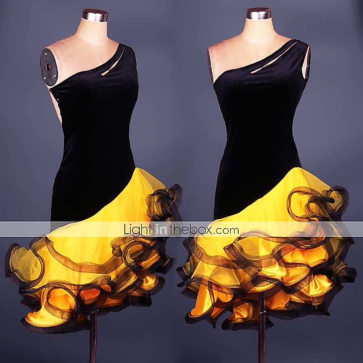 Latin Dance Dress Ruffles Split Joint Women's Performance Practise Sleeveless Spandex Organza 2026 - $85.99 –P7
