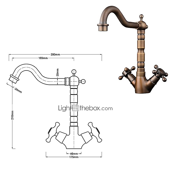 Antique Copper Bathroom Sink Faucet,Centerset Two Handles One Hole Bath Taps with Hot and Cold Switch and Ceramic Valve 2025 - $137.99 –P1