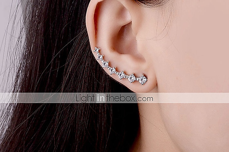 Boucles d'oreille Clou Boucles d'oreilles Clips For Femme Cristal Diamant synthétique Mariage Soirée Casual Argent sterling Manchette Forme de Feuille Cœur Fleur Doré Argent / du quotidien de 2025 ? $7.99 –P6