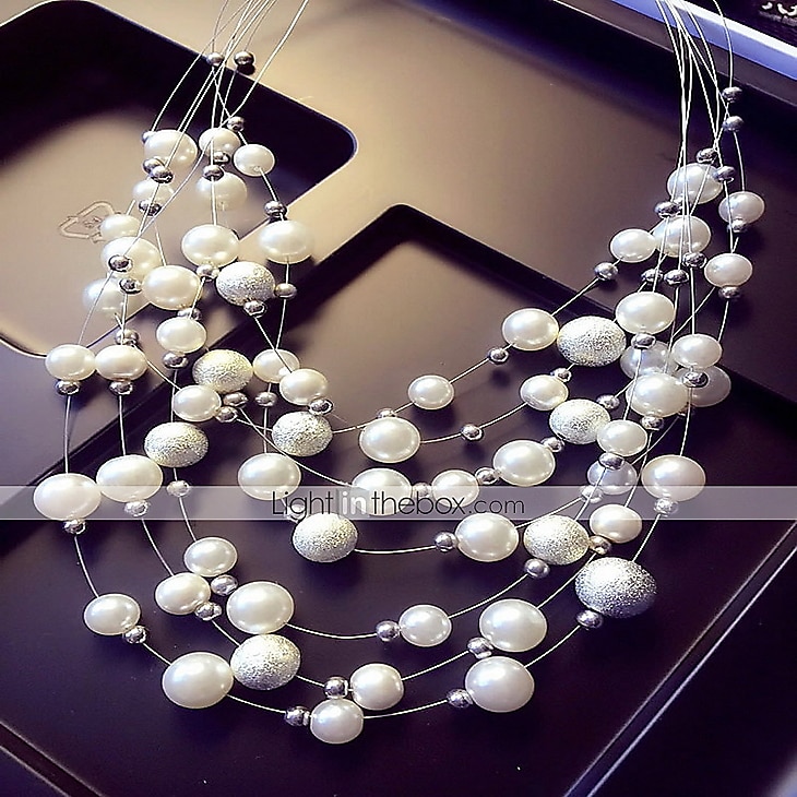 collier de déclaration pour femme perle décontractée quotidienne perle superposée robe blanche flottante pour impressionner 2025 de 2025 ? $19.99 –P4