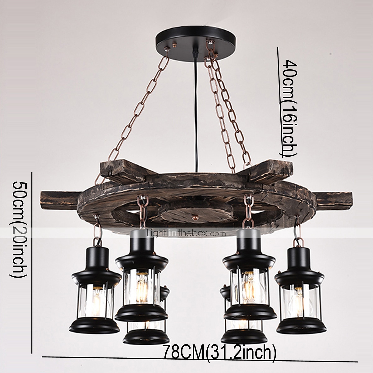 6-Light 78cm(31.2inch) Pendant Light Wood Glass Painted Finishes Vintage Country 110-120V 220-240V 2026 - $774.79 –P1