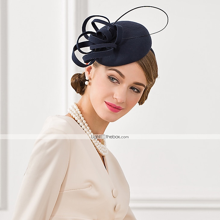 Kentucky Derby-hatt fascinators Hatter Ull Fjær Pillebokshatt Bryllup Spesiell Leilighet Avslappet Te Fest Hesteløp Med Blomster Hodeplagg Hodeplagg 2025 - $38.99 –P7