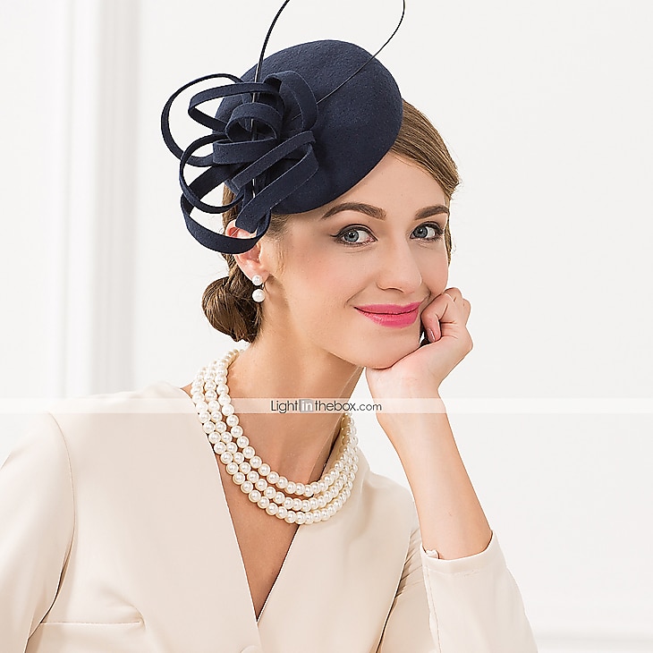 Kentucky Derby-hatt fascinators Hatter Ull Fjær Pillebokshatt Bryllup Spesiell Leilighet Avslappet Te Fest Hesteløp Med Blomster Hodeplagg Hodeplagg 2025 - $38.99 –P1