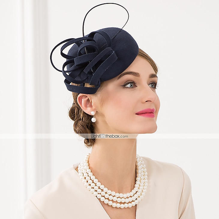 Kentucky Derby-hatt fascinators Hatter Ull Fjær Pillebokshatt Bryllup Spesiell Leilighet Avslappet Te Fest Hesteløp Med Blomster Hodeplagg Hodeplagg 2025 - $38.99 –P3