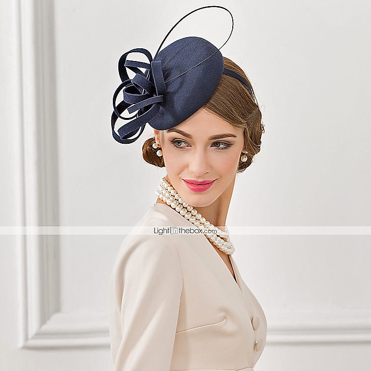 Kentucky Derby-hatt fascinators Hatter Ull Fjær Pillebokshatt Bryllup Spesiell Leilighet Avslappet Te Fest Hesteløp Med Blomster Hodeplagg Hodeplagg 2025 - $38.99 –P5
