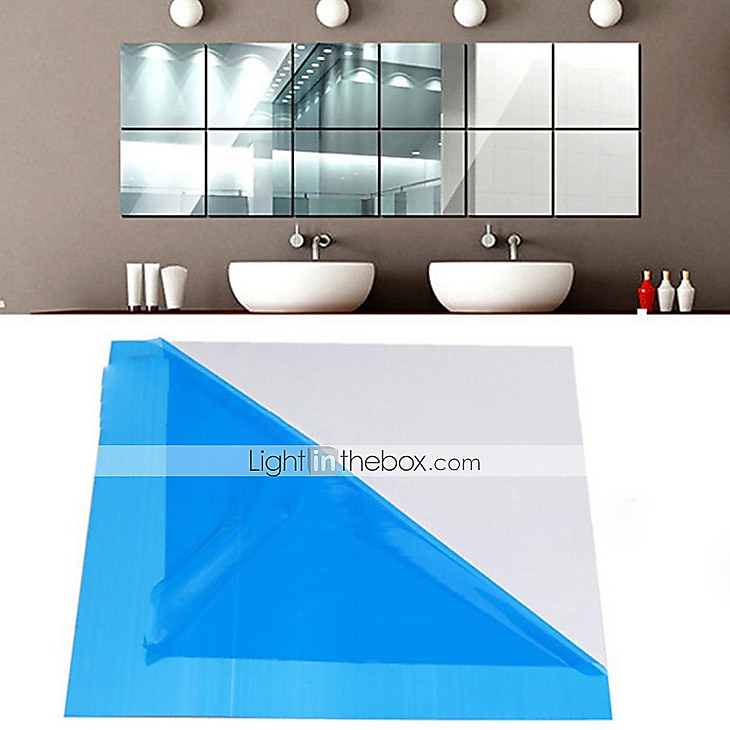 6Pcs Acrylic Square Mirror Glass Tile Wall Stickers Decal Home Decor 30*30cm 