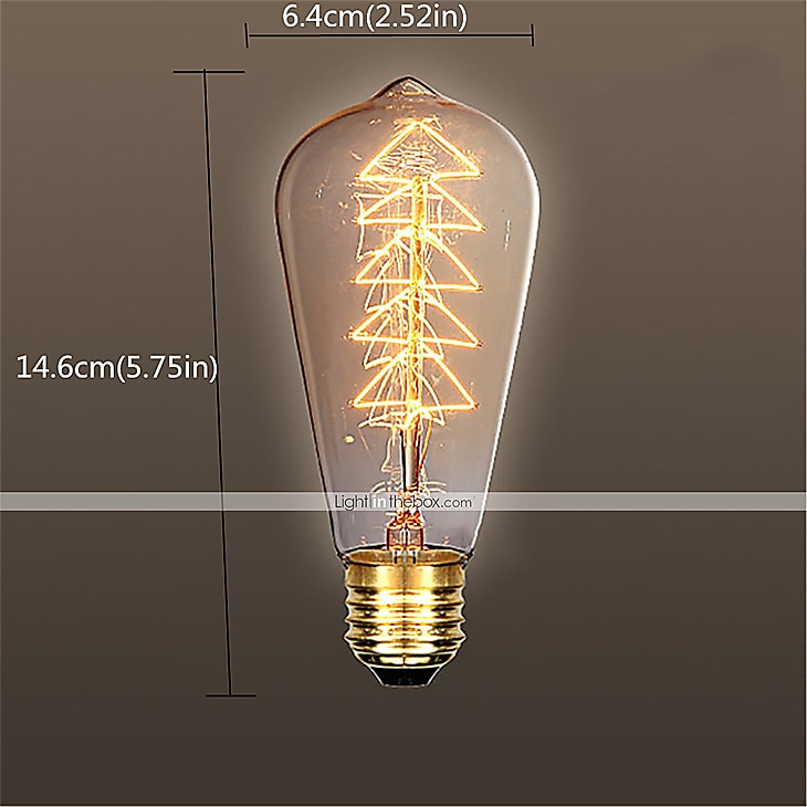 1pc 40 W E26 / E27 ST64 Warm White 2300 k Retro / Dimmable / Christmas Trees Incandescent Vintage Edison Light Bulb 220-240 V 2025 - $8.49 –P5