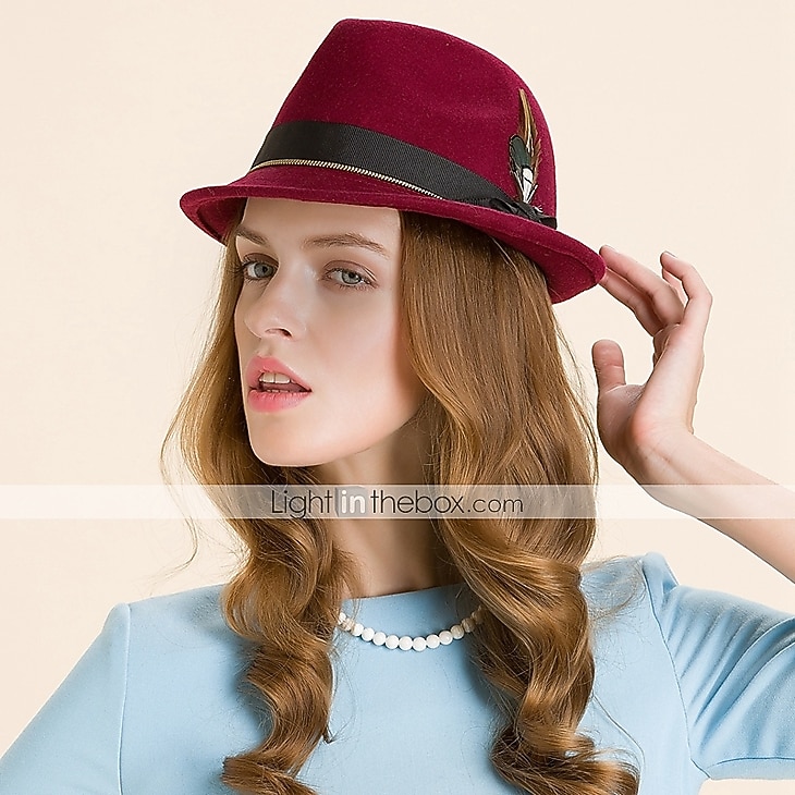 Ull / Fjær Kentucky Derby Hat / fascinators / Hatter med 1 Bryllup / Avslappet / utendørs Hodeplagg 2025 - $18.99 –P3