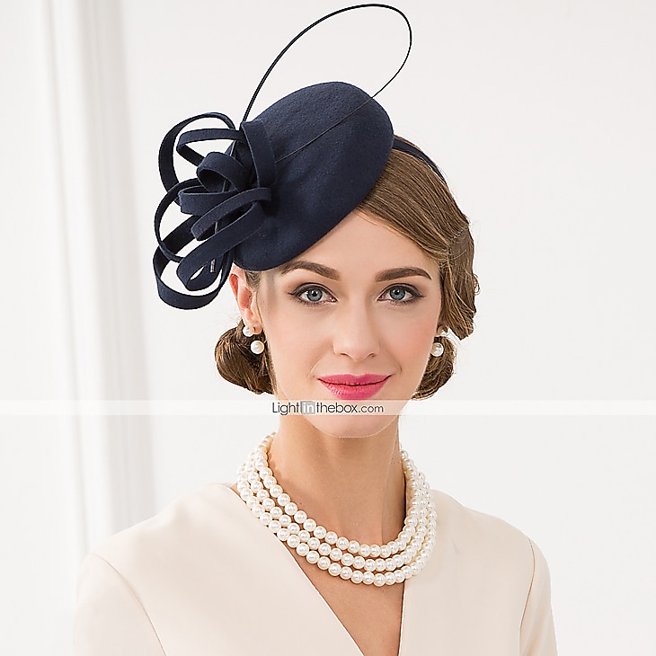 Kentucky Derby-hatt fascinators Hatter Ull Fjær Pillebokshatt Bryllup Spesiell Leilighet Avslappet Te Fest Hesteløp Med Blomster Hodeplagg Hodeplagg 2025 - $38.99 –P2