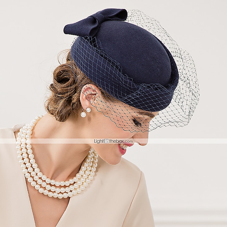 Gyapjú / Nettó Kentucky Derby Hat / Lenyűgözők / Kalap val vel Virág 1db Esküvő / Különleges alkalom / Hétköznapi Sisak 2025 - $43.99 –P2