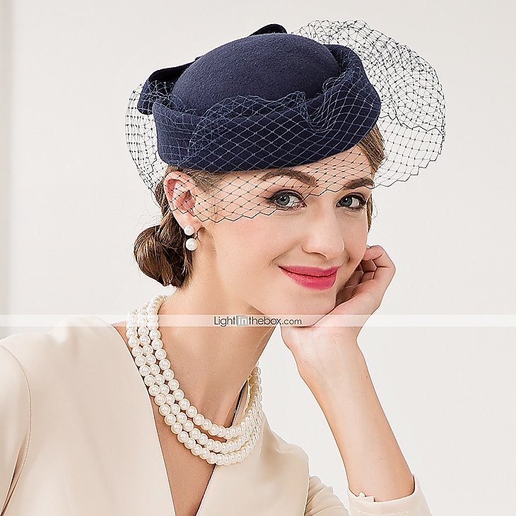 Gyapjú / Nettó Kentucky Derby Hat / Lenyűgözők / Kalap val vel Virág 1db Esküvő / Különleges alkalom / Hétköznapi Sisak 2025 - $43.99 –P3