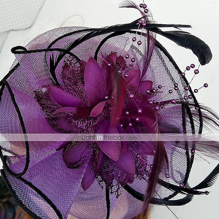Tul / Pană Șapcă Kentucky Derby / Palarioare / Veșminte de cap cu Floral 1 buc Nuntă / Ocazie specială / Cursă de cai Diadema 2025 - $13.49 –P2